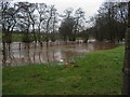 NY4642 : River Petteril  bursting its banks at Troughfoot Farmhouse by julie youle