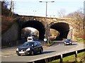 Railway mainline over A691 road. Durham