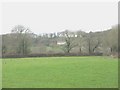 View across farmland towards Cefn Mine