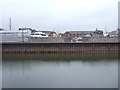 Quayside piling, Exeter, with reduced flow