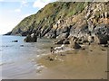 SH1626 : Beach and rocks under the coastal path at Porth Simdde by Julie Cookson
