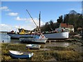 Boats moored in front of Pin Mill