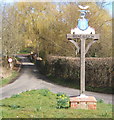 Village sign and lane heading north at Brent Eleigh