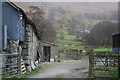 Footpath through farmyard