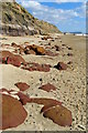SZ1790 : Ironstone boulders on the beach, Hengistbury Head by Jim Champion