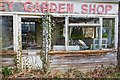 Detail of defunct Hammerley Garden Shop, Horton Heath