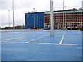 Blue car park at Fort Dunlop