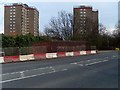 Barriers on the bridge over the railway at Mountblow Road