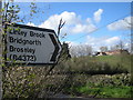 Road sign and Bank Farm