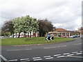 Looking across Medina Road roundabout to the fire station