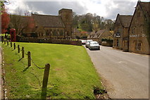 SP0933 : Picturesque Snowshill village green with church and pub by Roger Davies