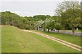 Side of covered reservoir on Otterbourne Hill