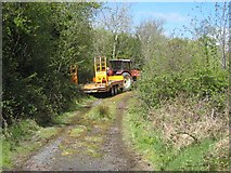 G9822 : Tractor in lane at Fahy by Oliver Dixon