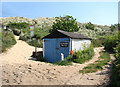 Shed with blue doors