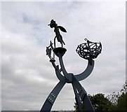 SE6029 : Steel sculpture on the Selby Canal footpath by Steve  Fareham