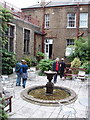 Quadrangle and fountain of Allen Hall seminary