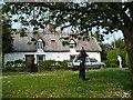 Thatched cottage (not) and water pump