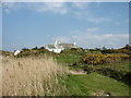 Cottages on rock outcrops overlooking the marsh