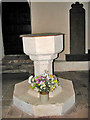 The church of St Maurice - C14 baptismal font