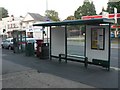 Charminster: postbox, phone box, bus shelter and bins