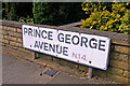 Road sign, Prince George Avenue, London N14