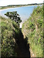 Entrenched path down to the beach from the top of Brynglas