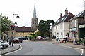 Church spire and square Wickham market