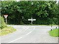 Signpost at road junction by Chilla Methodist Chapel