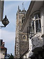 Upward view of two historic highlights of Ipswich