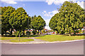 Footpath across roundabout, Morton Crescent, London N14