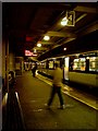 Train departing from Belfast Central Station