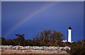 NJ2071 : Lighthouse, Lossiemouth & rainbow. by djmacpherson