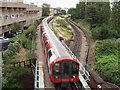 Central line tracks cross sides in Hammersmith