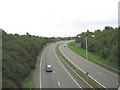 Traffic on the A55 east of Ffordd Penmynydd bridge