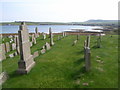 Looking across the graveyard and bay