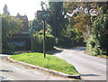 Lane junction at Offton village sign