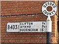 Old road sign in Deddington