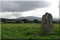 NR8933 : Standing Stone near Machrie golf course by Leslie Barrie