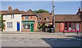 Rosary Cottage and shops in High Street, Twyford