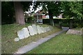 Gravestones along the path