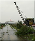 J3575 : Steam crane and ship, Belfast by Mr Don't Waste Money Buying Geograph Images On eBay