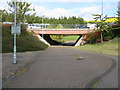 Footpath and cycleway in the middle of Hallens Drive roundabout